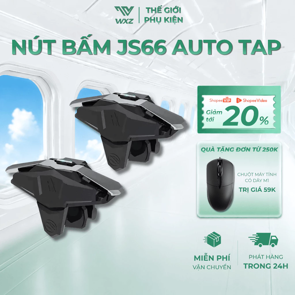 Cặp Nút Bấm JS66 Auto Tap Cảm Ứng Siêu Nhạy, Dụng Cụ Hỗ Trợ Chơi Game PUBG, Free Fire, COD Mobile