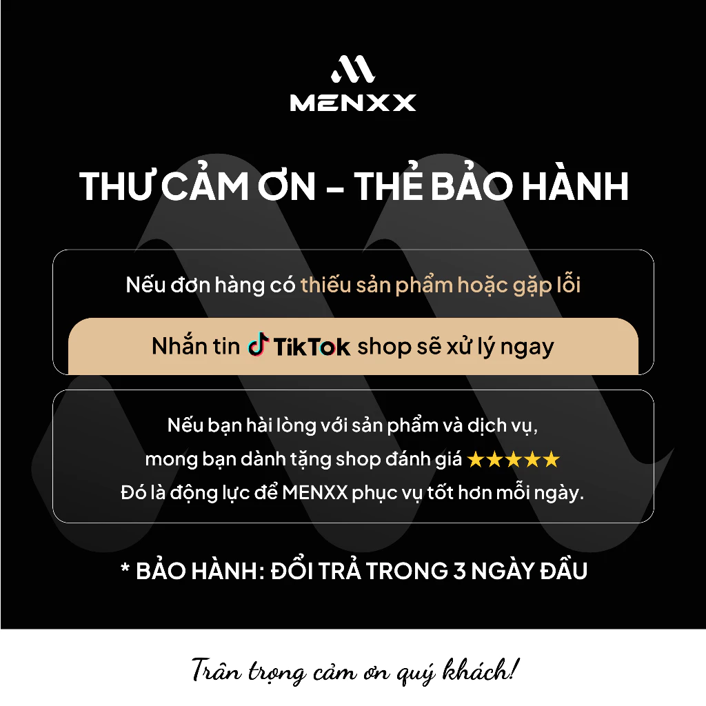 Thẻ Bảo Hành MENXX Chính Hãng – Card Bảo Hành, Hỗ Trợ Khách Hàng, Hướng Dẫn Đổi Trả