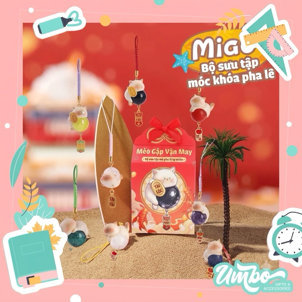[HOẢ TỐC] BLINDBOX DÂY TREO MÈO ÔM NGỌC MAY MẮN QUÀ TẶNG NĂM MỚI