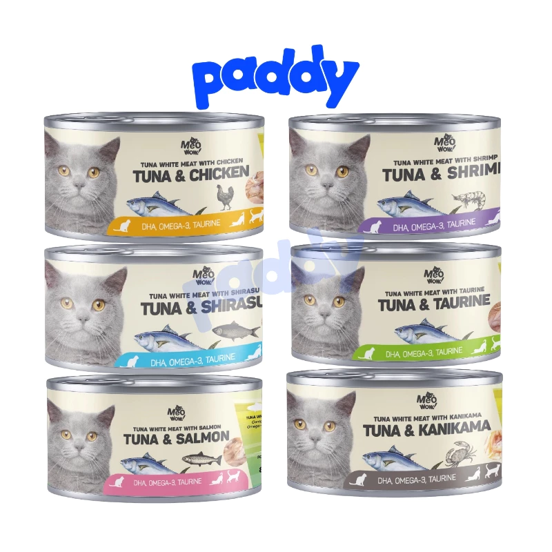 Pate Mèo Súp Cá Ngừ Trắng Nguyên Miếng Meowow (Lon 80g)