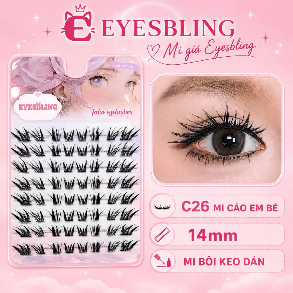 Mi giả truyền thống bôi keo dán mi cáo C26 mua 2 hộp tặng keo mini