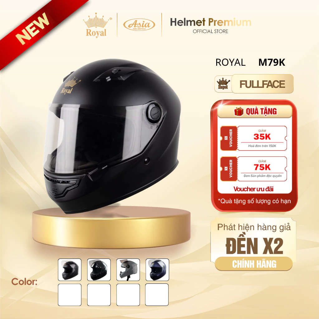 [FULLFACE ĐỘC QUYỀN] Mũ Bảo Hiểm Fullface Royal M79 Kính Trà Chính Hãng, Đi Phượt Cao Cấp Cho Nam Nữ