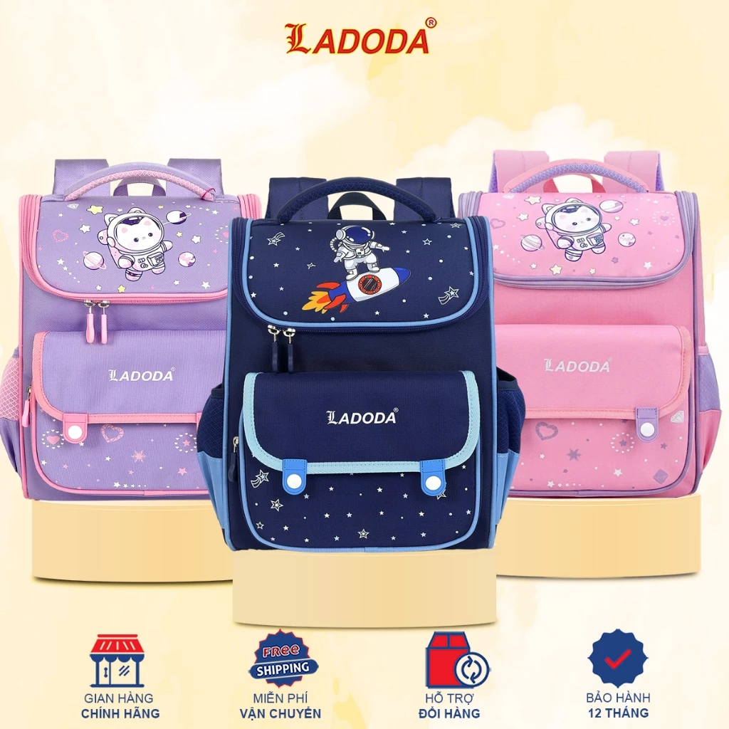 Cặp LADODA C167 hỗ trợ chống gù trượt nước nam nữ (18–30kg) tiểu học siêu nhẹ, thiết kế đáng yêu đang được đối chiếu cho người mua tại Việt Nam