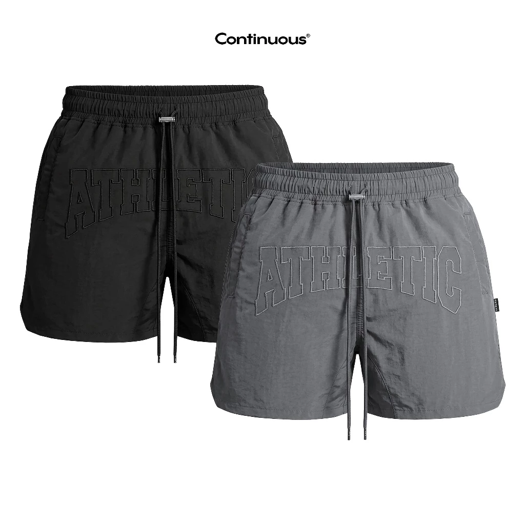 Quần short dù Form trên gối Continuous thêu ATHLETIC - Dây Phối khóa kim loại
