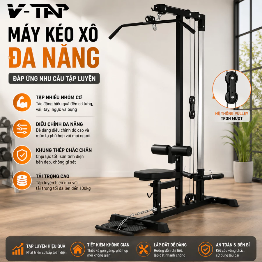 Máy Kéo Xô Tập Gym HG-5000C Chịu Tải 200kg, Ống Thép Dày 1.2mm Chắc Chắn An Toàn Tập Luyện Tại Nhà