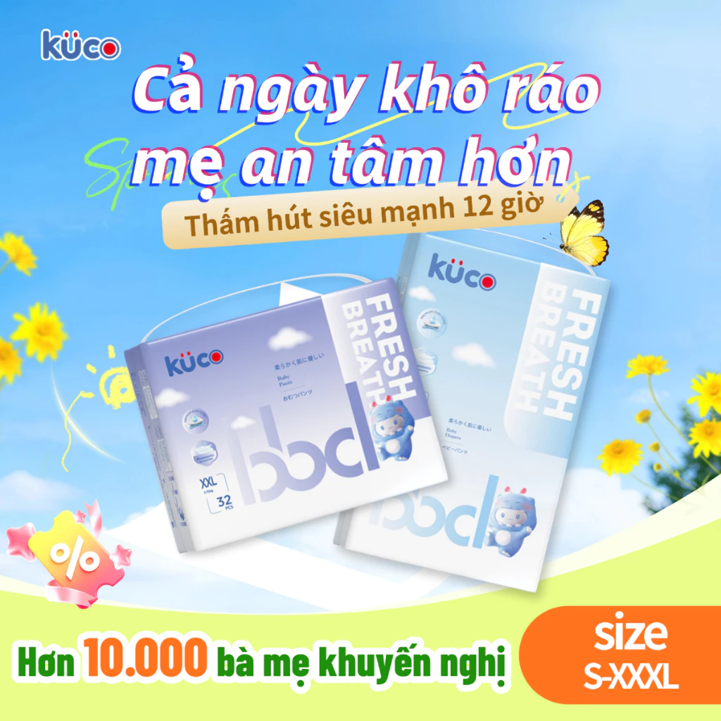 【Mua 1 tặng 1】Tã/Bỉm dán và quần KUCO(ngày và đêm) siêu mỏng, siêu nhẹ, size S/M/L/XL/XXL/XXXL