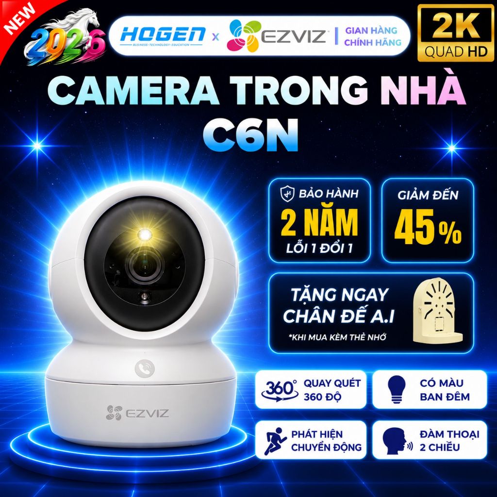 Camera Wifi Xoay Trong Nhà EZVIZ H6C/C6N Pro 2K–Đàm Thoại 2 Chiều,Có Màu…