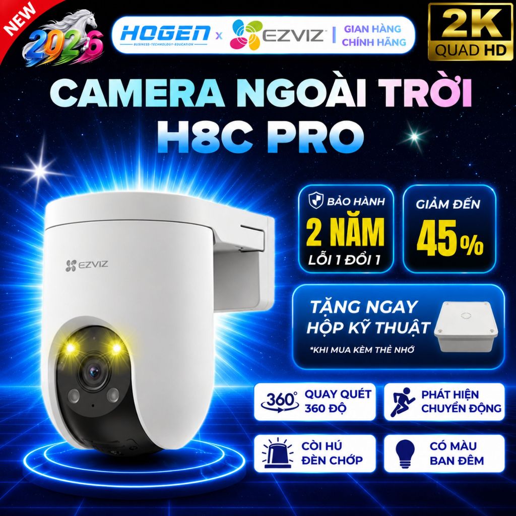 Camera Wifi Ngoài Trời EZVIZ H8c Pro 2K 3MP–Xoay 360°, AI Phát Hiện Người,Nhìn…