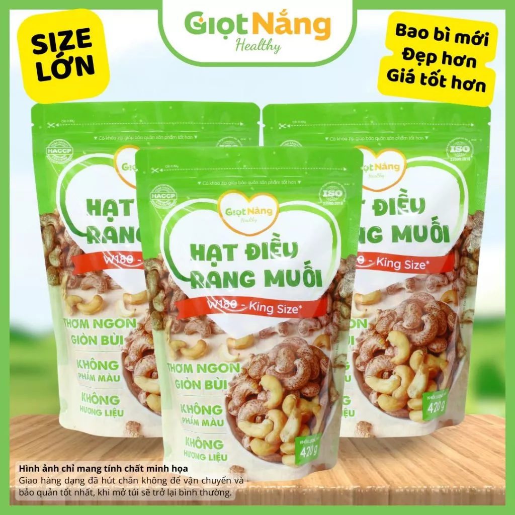 Combo 3 Hũ/Túi Hạt Điều Rang Muối Thơm Ngon Thực Phẩm Khô Nhu Yếu Phẩm từ Nông sản Giọt Nắng Dịp Tết Trung Thu