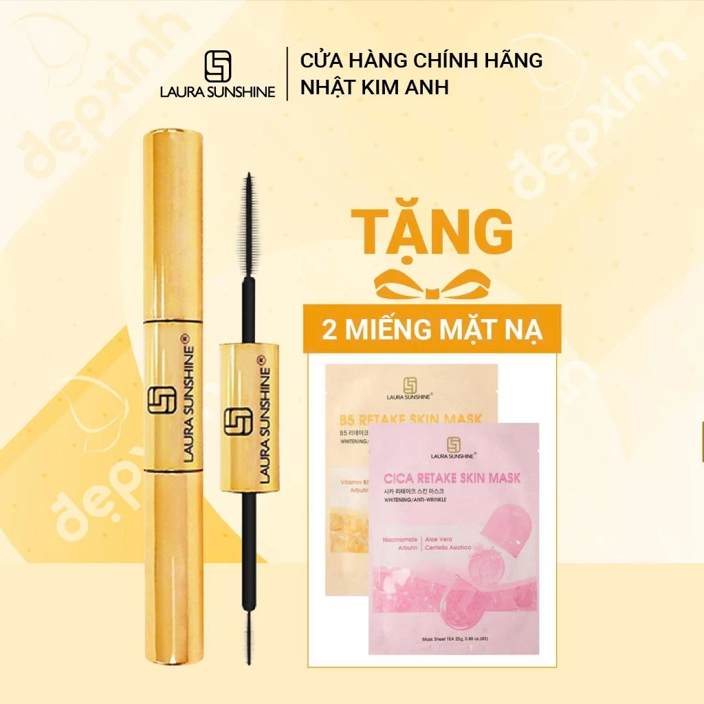 Mascara 2 đầu Laura Sunhine Golden Dual làm dày & dài mi 10ml