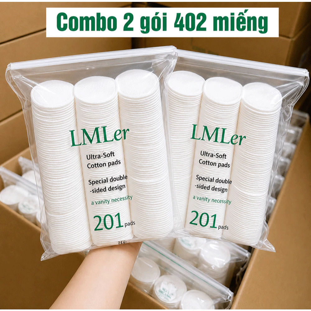 (Combo 2 gói) Bông Tẩy Trang LMLer 201 miếng Cotton mềm mịn P0642