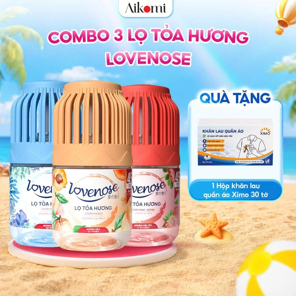 [TẶNG HỘP KHĂN LAU QUẦN ÁO] Lọ tỏa hương Lovenose thơm tự nhiên, dễ chịu, lưu hương tới 45 ngày 180ml/lọ