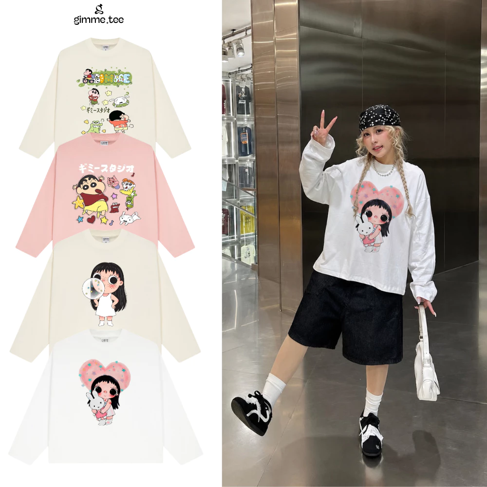[Mở bán] Áo Thun Tay Dài Form Boxy Cotton Xịn - HOẠT HÌNH  - Premium Cotton 250gsm - Áo Longsleev Boxy Unisex - GMTD12