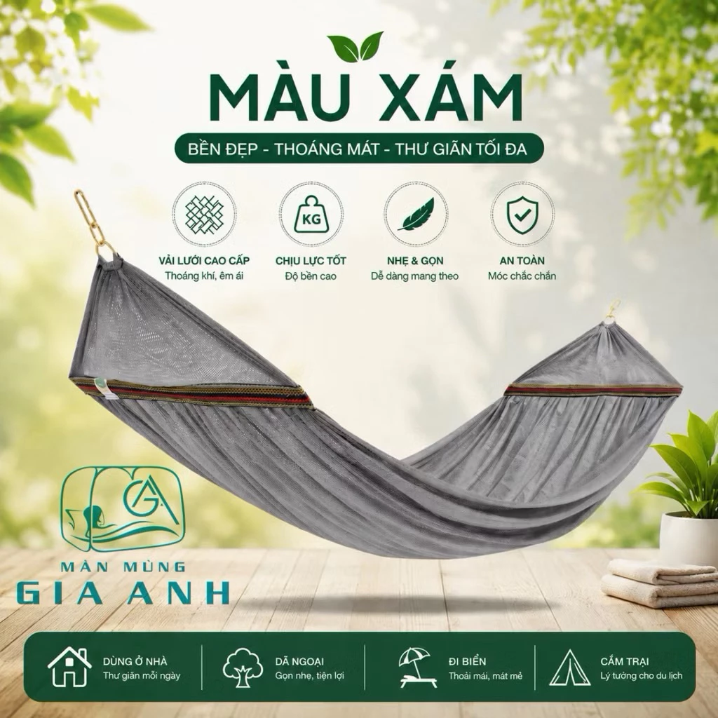 [HÀNG CÔNG TY] Võng lưới đại A60 cán thép cao cấp LOẠI 1, võng nằm cao cấp siêu dày và rộng, Bảo Hành 24 Tháng