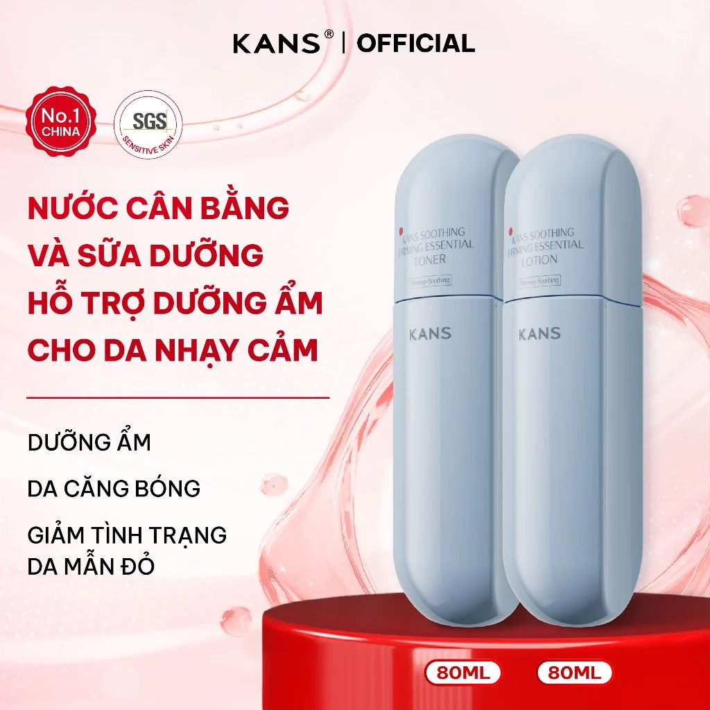 KANS Combo Dưỡng Ẩm Toner - Lotion giúp Cấp Ẩm, Làm Dịu Da phù hợp cho da nhạy cảm 80ml x2