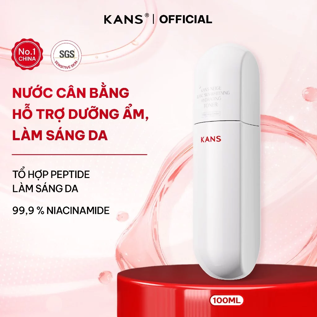 KANS Toner Nước Hoa Hồng Dưỡng Trắng Da, Dưỡng Ẩm, Mờ Thâm Nám Tinh chất Niacinamide 99% và dẫn xuất Vitamin C