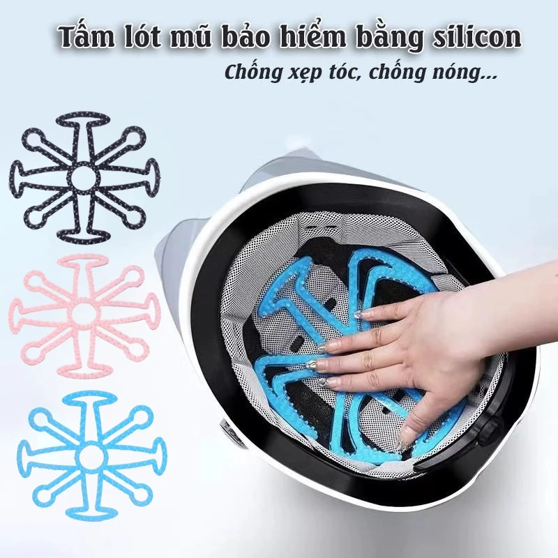 Lót mũ nón bảo hiểm Silicon Massage chống nóng, chống xẹp tóc, thông thoáng làm mát, chăm sóc bảo vệ da đầu