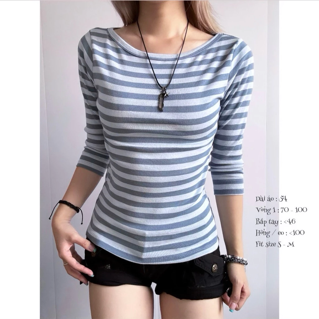 [ATL] Áo tay lửng cổ thuyền dáng lửng dài thun cotton Hàn nhidang123