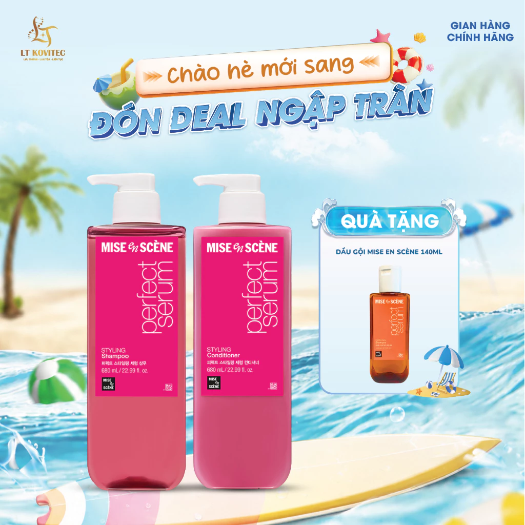 [SIZE LỚN] Bộ đôi Gội - Xả mise en scène Perfect Serum Styling 680ml giúp tóc suôn mượt và dễ vào nếp, giữ nếp 24h