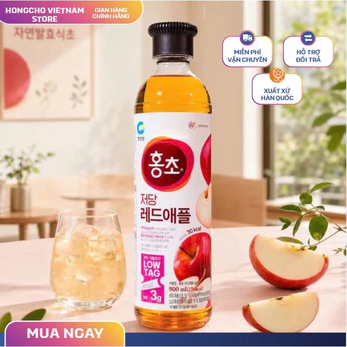 LOW SUGAR- GIẢM ĐƯỜNG 900ml TÁO ĐỎ MẬT Giấm Uống TÁO ĐỎ MẬT Daesang HongCho O’food Hàn Quốc