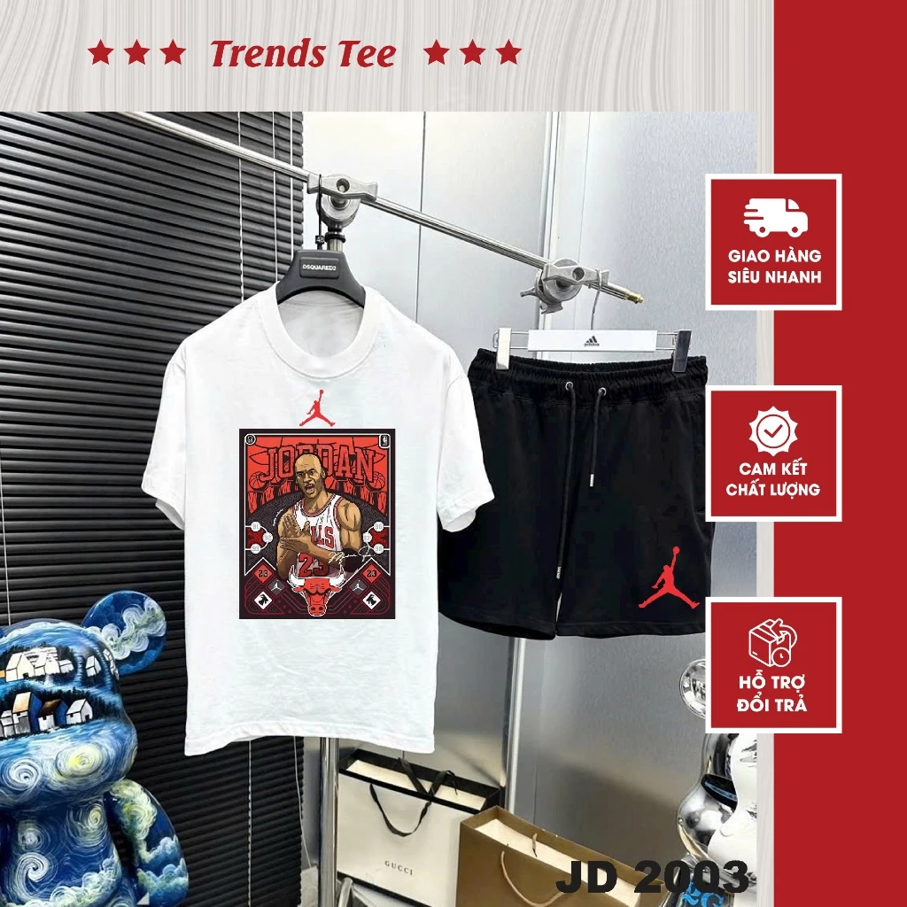 Set Bộ Nam Nữ Form Rộng Áo Cotton 100% & Quần Nỉ Chân Cua Đứng Form Cao Cấp In Hình Dóc Đan