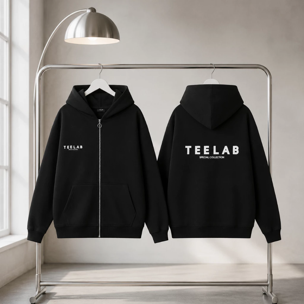 Áo Khoác Hoodie Zip Telb Nón 2 Lớp Trùm Qua Đầu Vải Nỉ Bông Dày Dặn Mềm Mịn - TOMANO