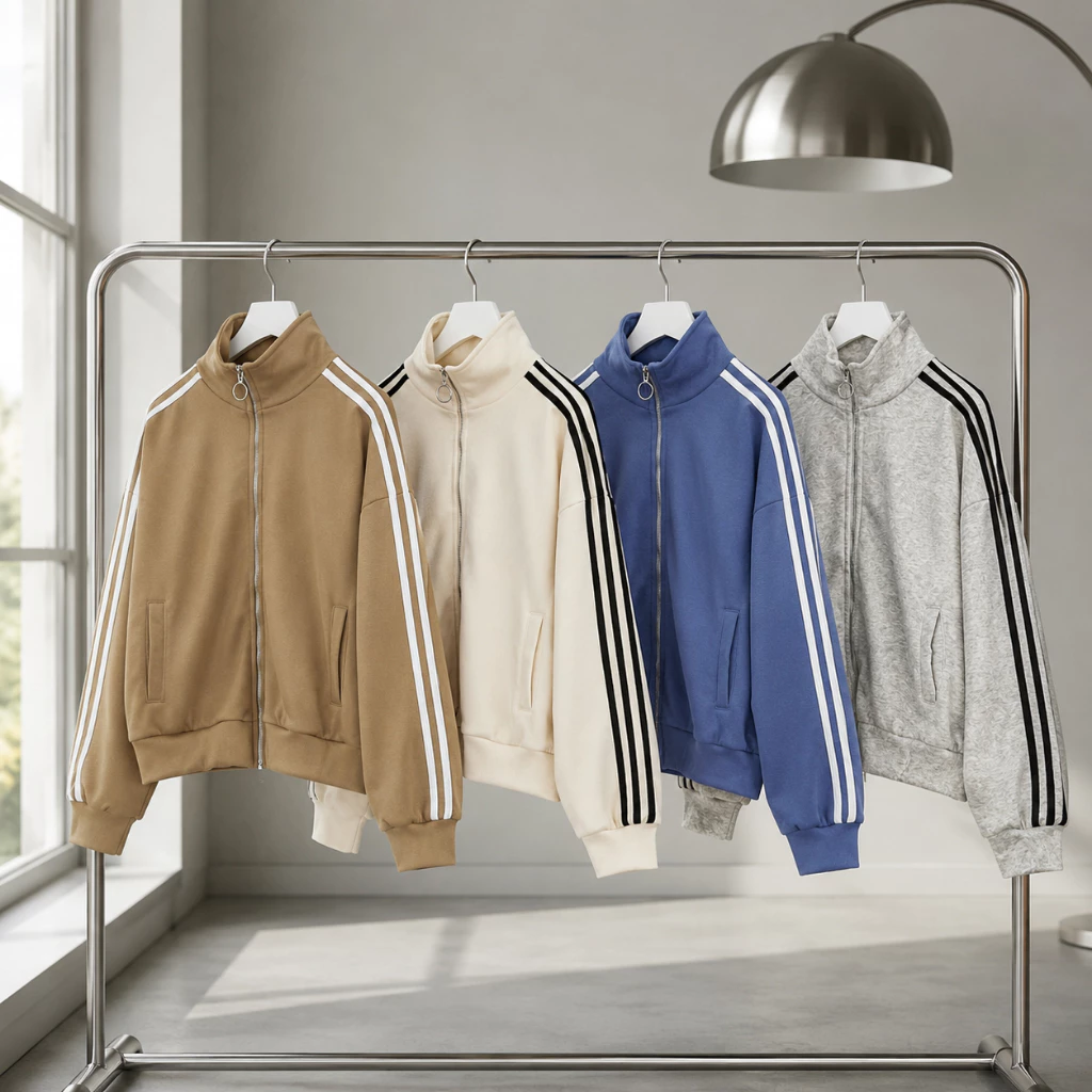 Áo Khoác Hoodie Zip Nữ Croptop Trơn Sọc Viền Vải Nỉ Bông Dày Dặn Mềm Mịn 5 Màu - TOMANO