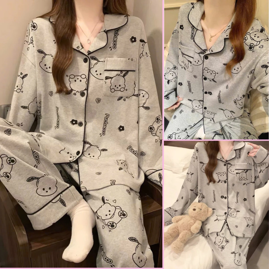 Set bộ đồ ngủ nhà cho nữ đơn giản màu cún xám siêu xinh - Bộ pijama chất  mềm mịn thoáng mát B59