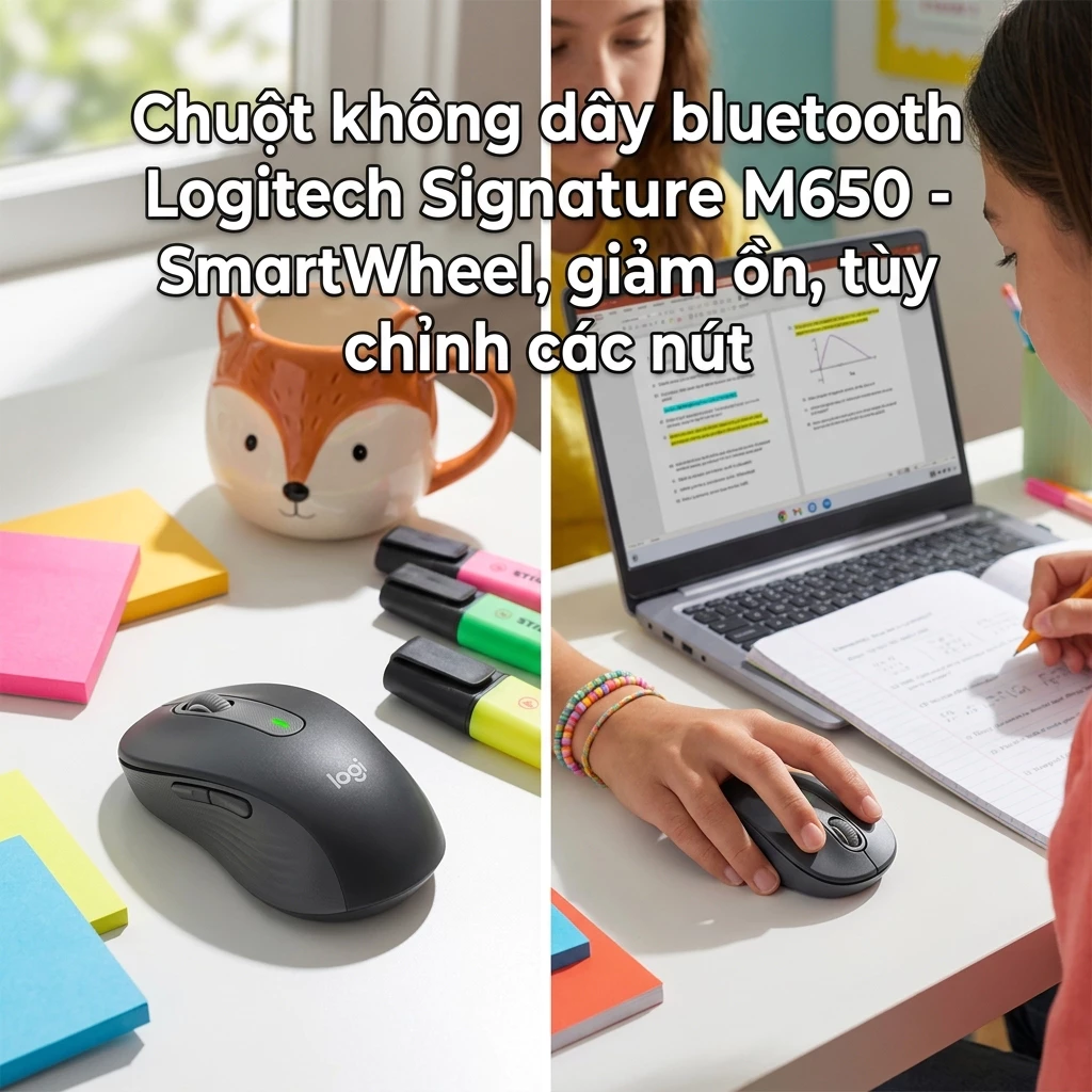 Chuột Bluetooth Chuẩn Xác Logitech M650 - Nút Hông Đa Nhiệm, Hoạt Động Im Lặng Tối Ưu