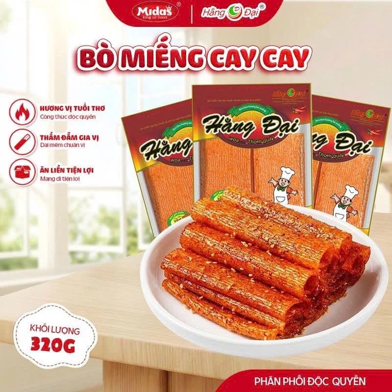 Combo 6 gói Bò Cay Miếng Hằng Đại gói to 36 miếng thơm cay, ăn vặt tuổi thơ, ăn vặt cổng trường