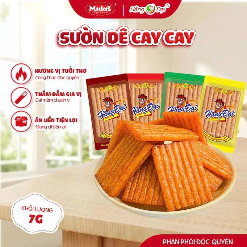 Combo 60 Gói Sườn Dê Cay Cay Hằng Đại Chính Hãng - Snack Ăn Vặt Tuổi Thơ 7g