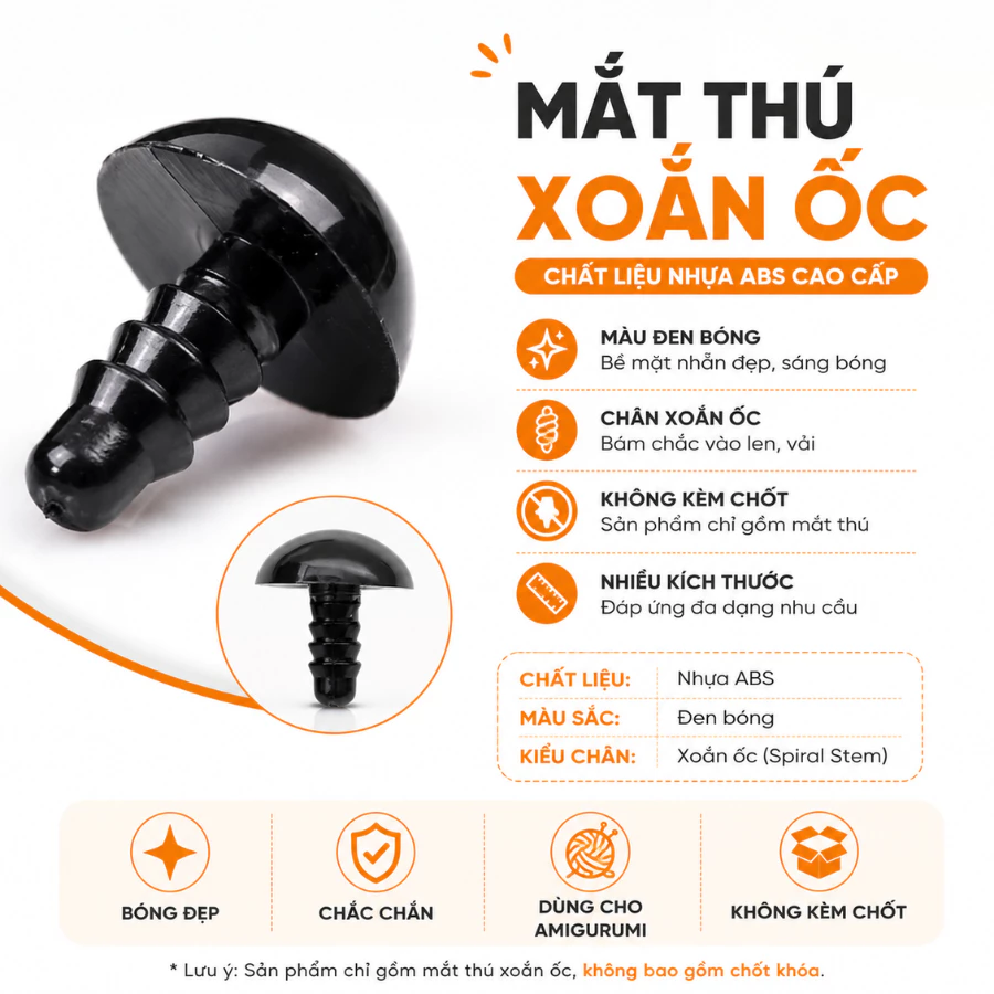 Phụ Kiện Mắt Thú  LYLYCRAFT Xoắn Ốc Nhiều Size 6mm-20mm Dùng Đan Móc Thủ Công