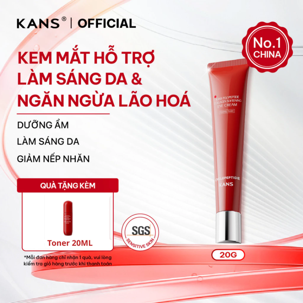KANS Kem Mắt Đỏ Giảm Nhăn, Làm Sáng Vùng Da Mắt Polypeptide Collagen 20g