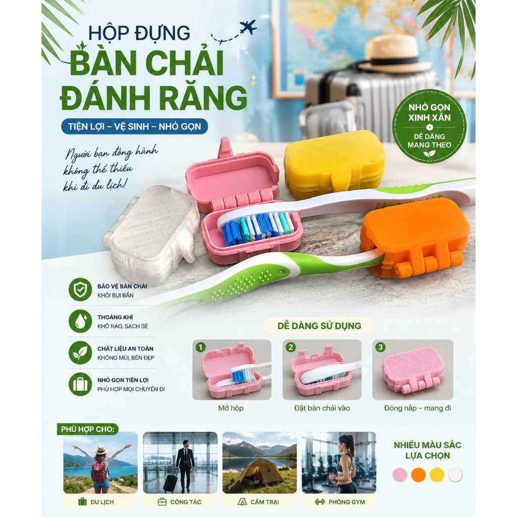 Hộp đựng bàn chải đánh răng du lịch - 3dpros