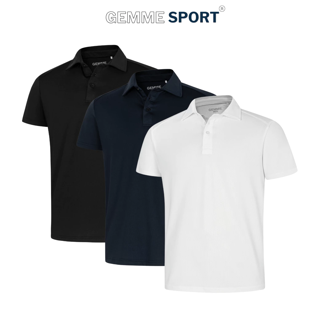 Áo thun polo nam thể thao Polyester Big Size 60-120KG GEMME SPORT tập Gym Pickleball co giãn 4 chiều thoáng khí