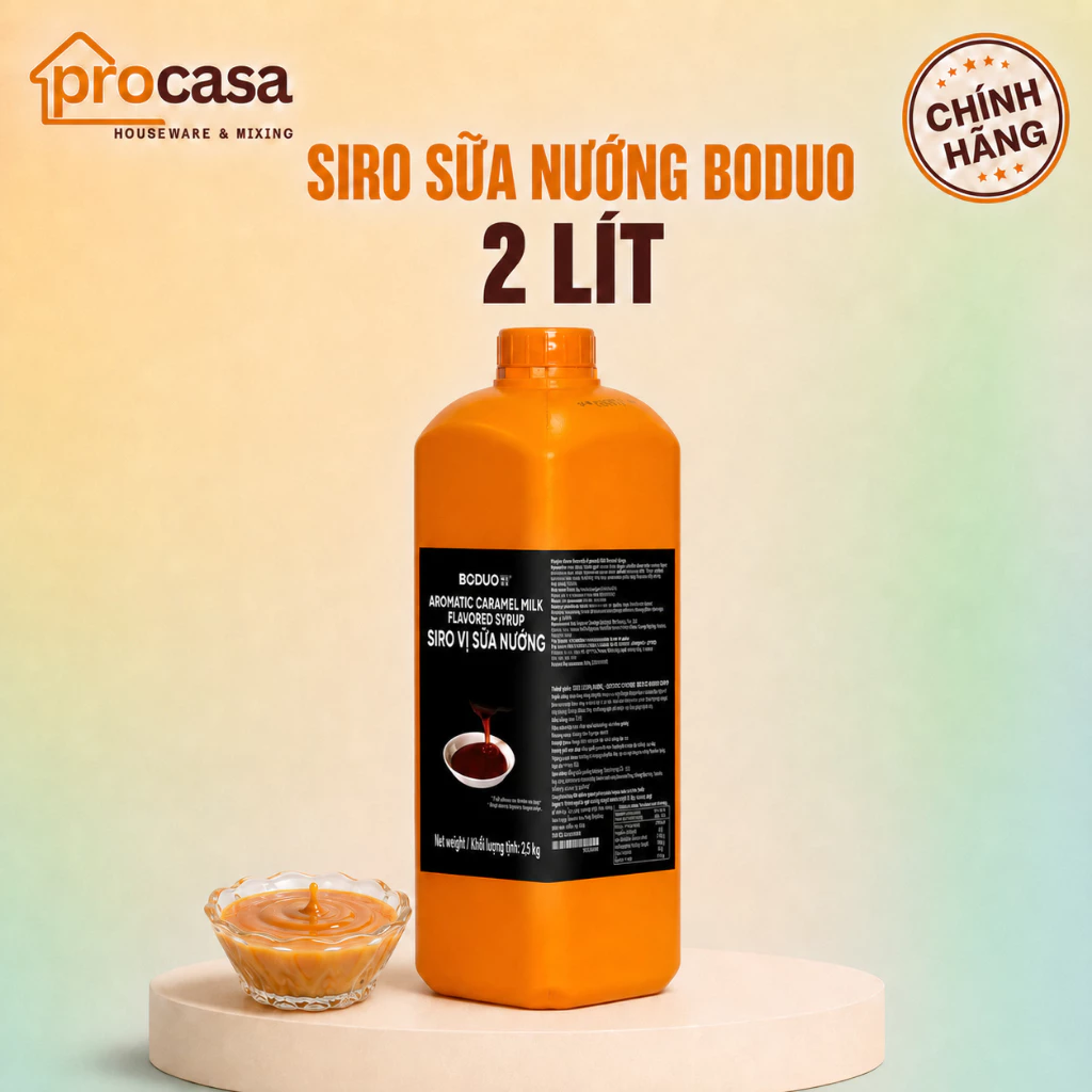 2 lít - Siro Sữa Nướng Boduo – Hương Vị Đặc Biệt Cho Trà Sữa, Đá Xay, Ăn Vặt - Nguyên liệu pha chế chính hãng