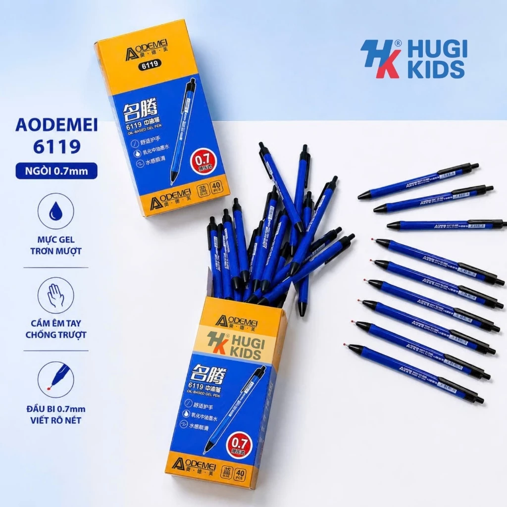 Combo 10/20/40 Bút Gel Bấm AODEMEI 6119/6120 & LEX A2 0.7mm – Mực Đậm, Nét Đều, Viết Êm