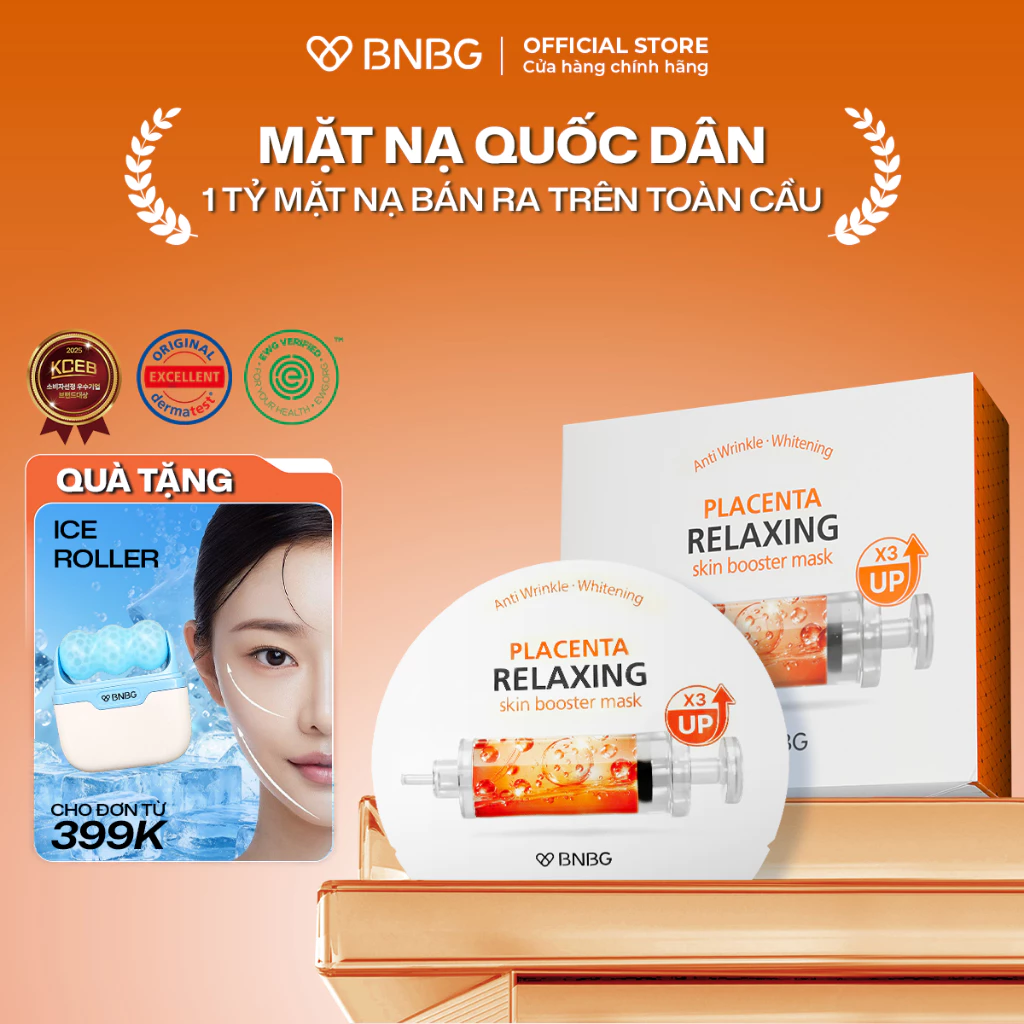 Combo 10 Mặt Nạ BNBG Tinh Chất Tăng Cường PLACENTA Hỗ Trợ Làm Dịu Và Phục HồI Da 30mlx10 (Skin)
