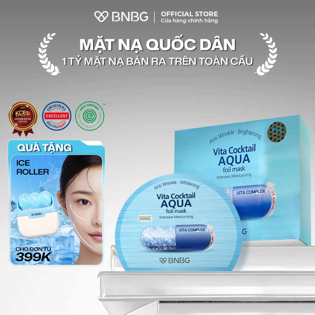Combo 10 Mặt Nạ BNBG Hỗ Trợ Cấp Ẩm Cho Da BNBG Vita Cocktail Aqua Foil Mask 30mlx10