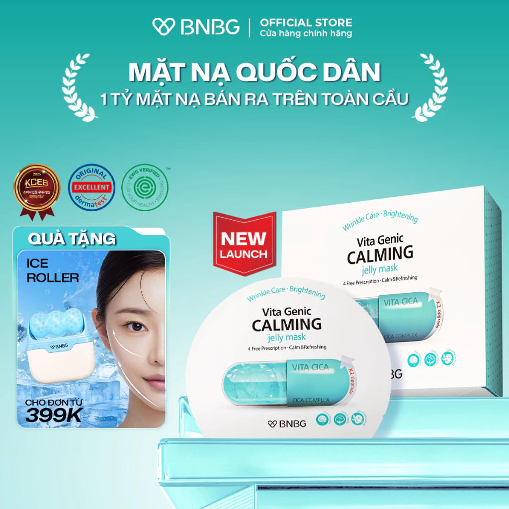 Combo 10 Mặt Nạ Tinh Chất Rau Má Làm Dịu, Phục Hồi Da BNBG VITA GENIC CALMING JELLY MASK 30mlx10