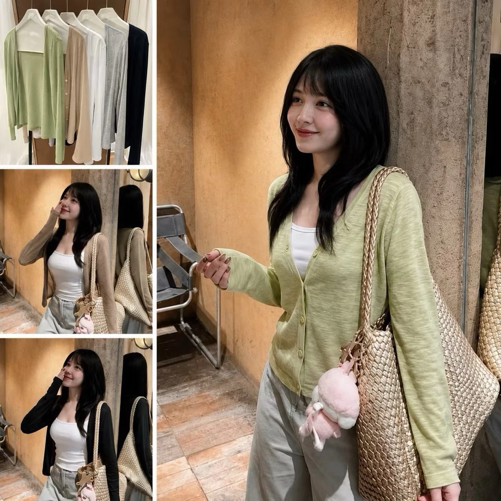 Áo Cardigan Mỏng Dài Tay Basic Màu Siêu Xinh_59