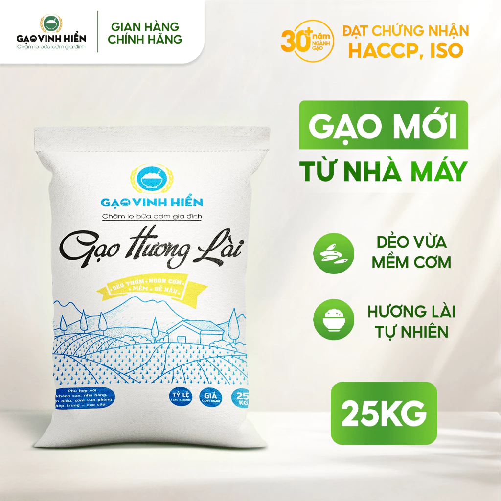 Gạo Hương Lài 25KG Vinh Hiển - Dẻo thơm, đậm đà, ngon cơm - Gạo cho nhà hàng, khách sạn