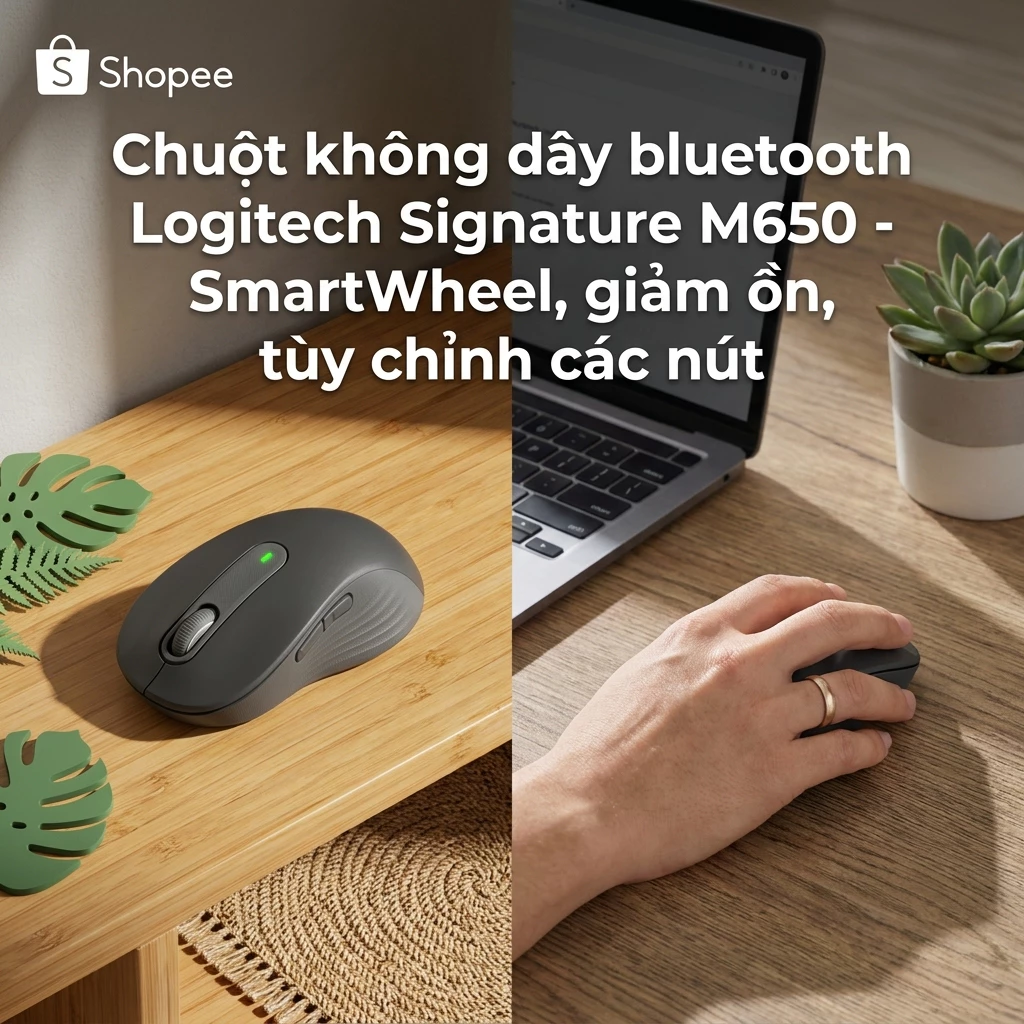 Chuột Vi Tính Không Dây Logitech M650 - Tích Hợp 2 Nút Phụ Hỗ Trợ Thao Tác Nhanh