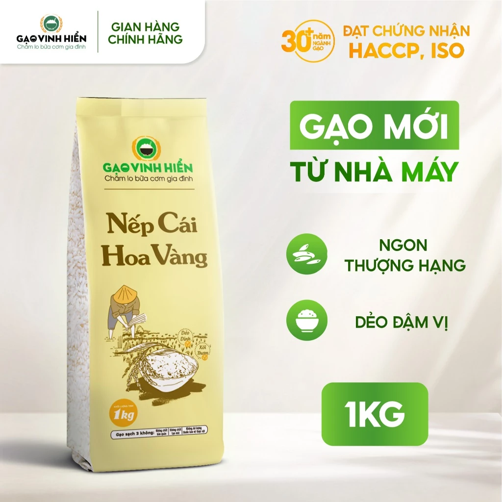 [Nếp Bắc] Nếp Cái Hoa Vàng Vinh Hiển 1KG - Dẻo nhiều, thơm ngon, nếp nấu xôi, nấu chè