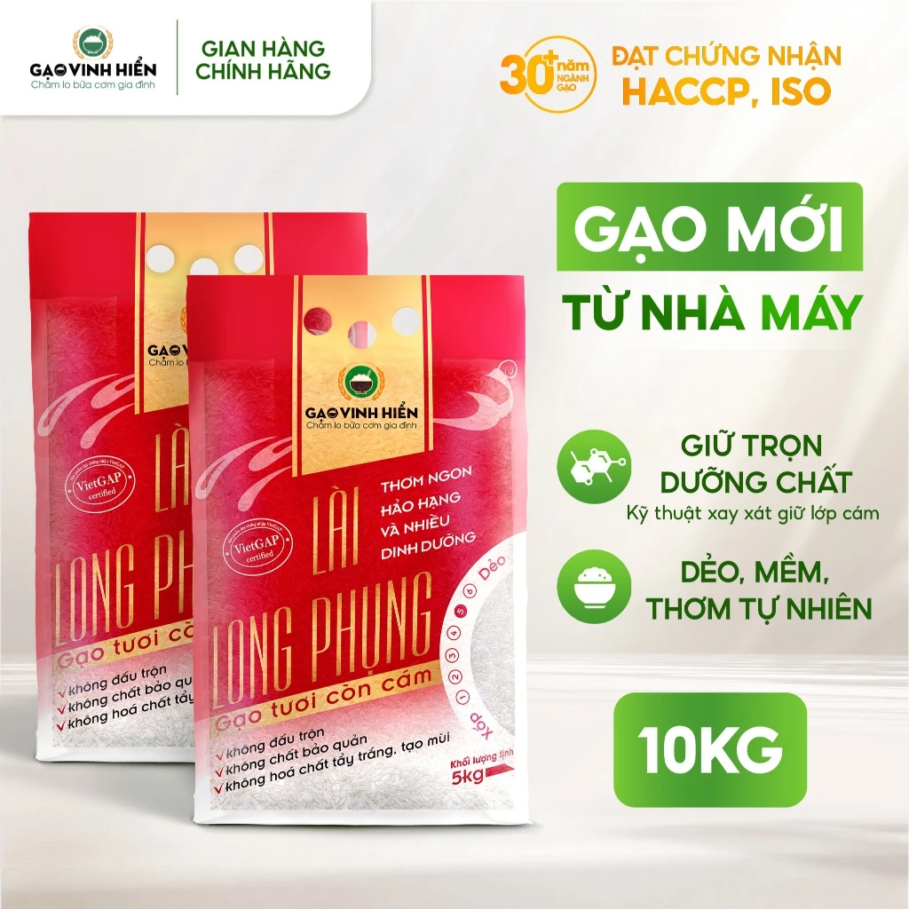 [Combo 2 Túi] Gạo ST21 Lài Long Phụng Vinh Hiển 5KG - Gạo tươi còn cám, dinh dưỡng, mềm ngon