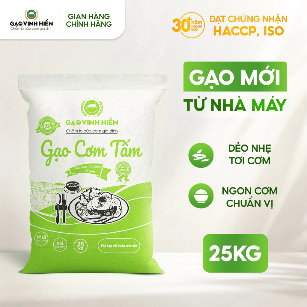[Gạo Tấm] Gạo Cơm Tấm Vinh Hiển 25KG - Mềm cơm, cao cấp, gạo làm cơm tấm - Gạo cho quán ăn, quán cơm, nhà hàng