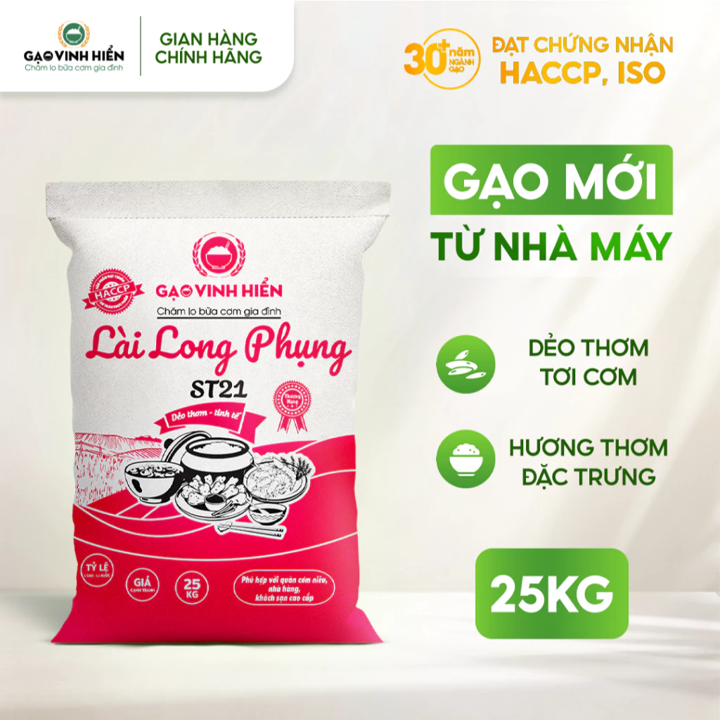 [Gạo ST21] Gạo Cơm Niêu Lài Long Phụng Vinh Hiển 25KG - Gạo dẻo ngon, gạo cơm niêu - Gạo cho quán ăn, nhà hàng