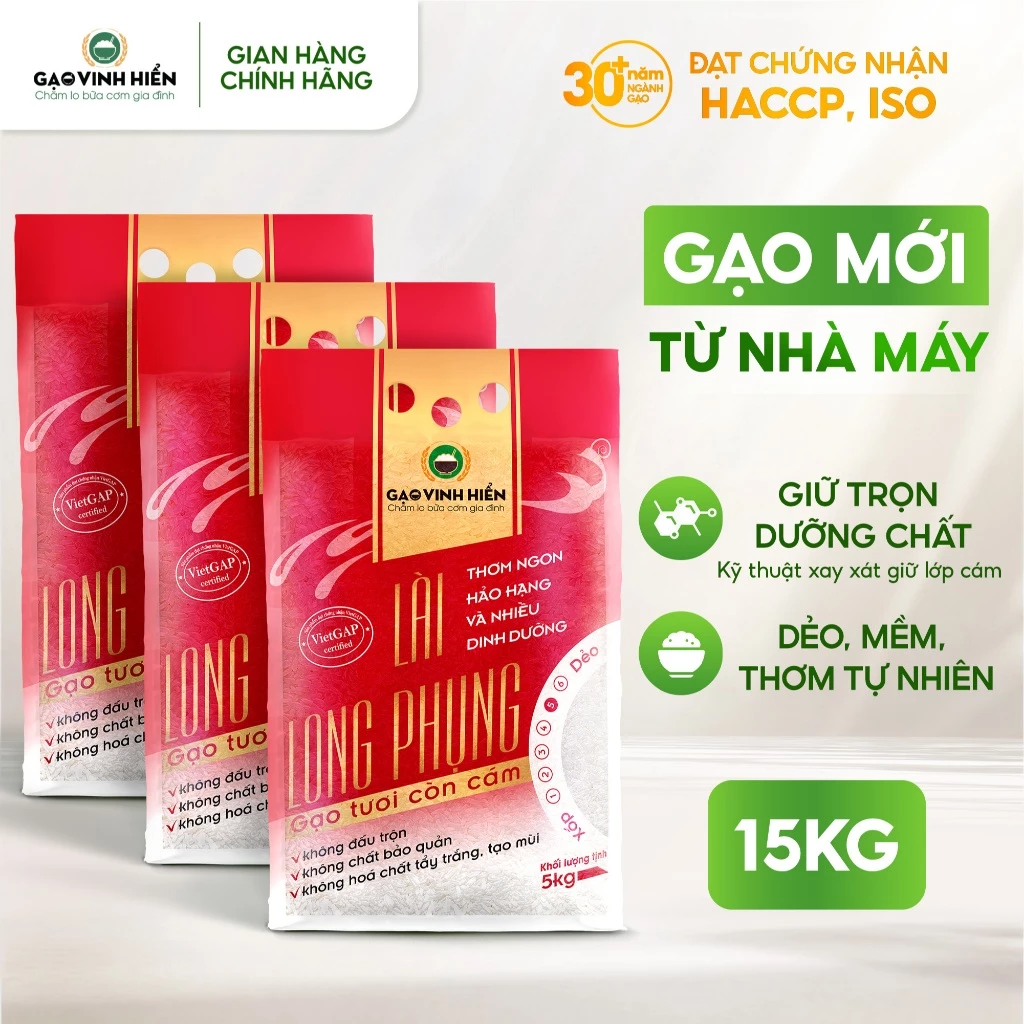 [Combo 3 Túi] Gạo ST21 Lài Long Phụng Vinh Hiển - Gạo tươi còn cám, dẻo mềm, thơm