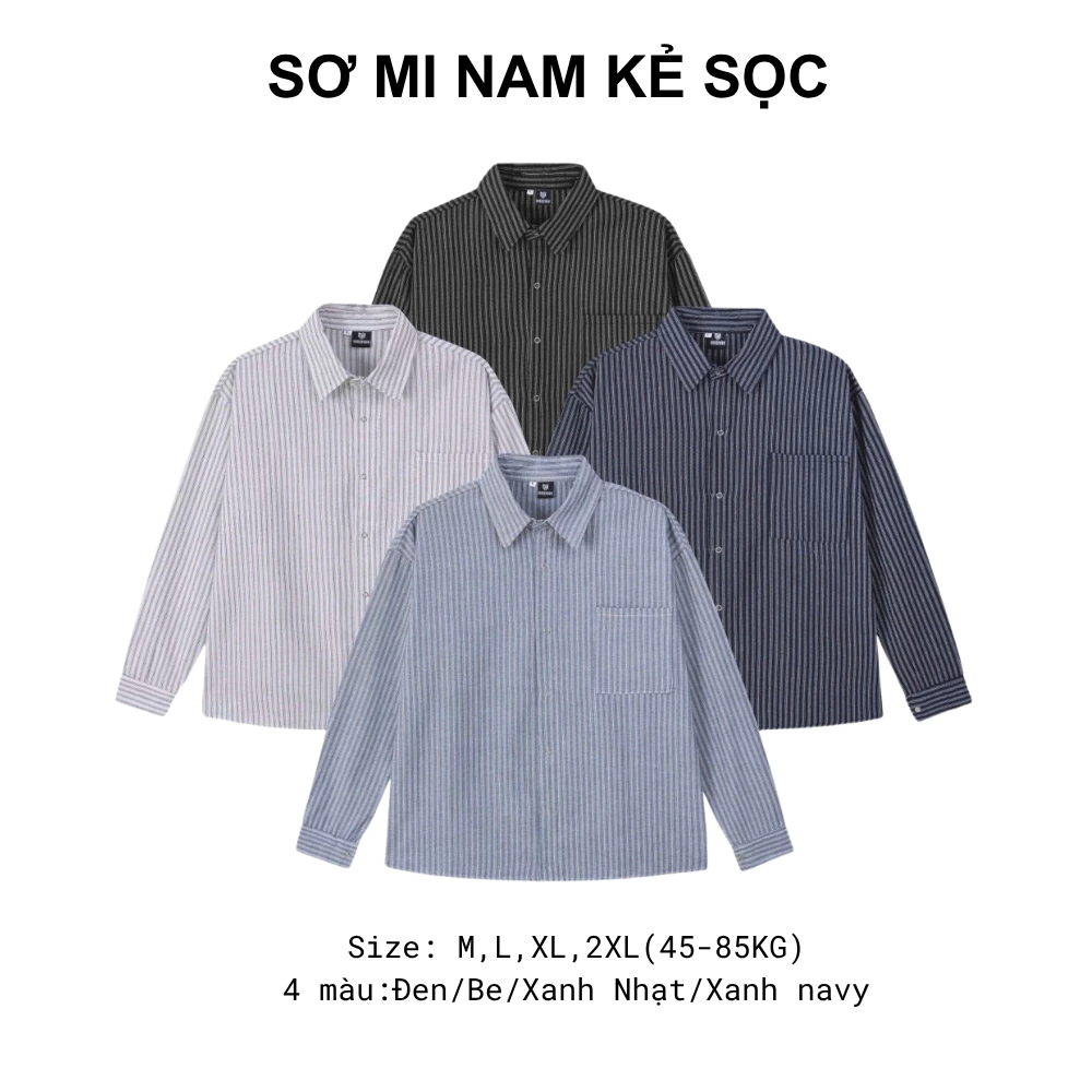 [DEAL SỐC] Áo Sơ Mi Nam Tay Dài Sọc Dọc Vải Áo Sơ Mi Kẻ Sọc – Form Loose Cao Cấp NH122