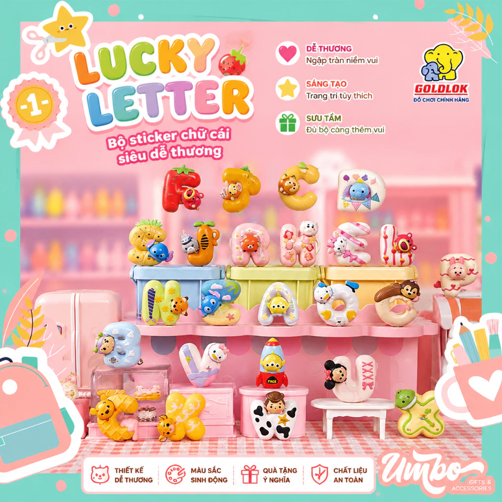 BLINDBAG MÔ HÌNH CHỮ CÁI DISNEY NAM CHÂM CHÍNH HÃNG